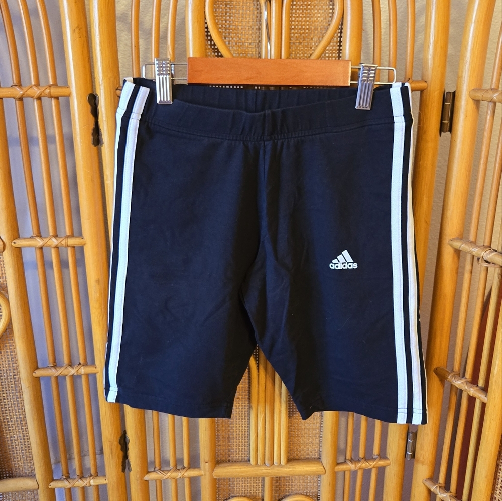 adidas Black Bike Shorts with White Stripes